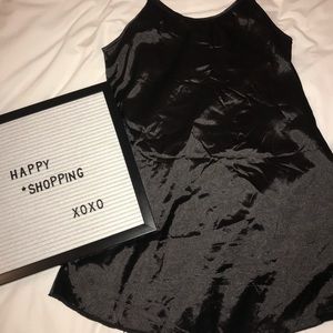 Black satin slip dress